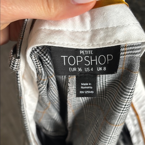 Topshop petite 4P Gray Plaid Pants tartan trousers - Picture 5 of 11